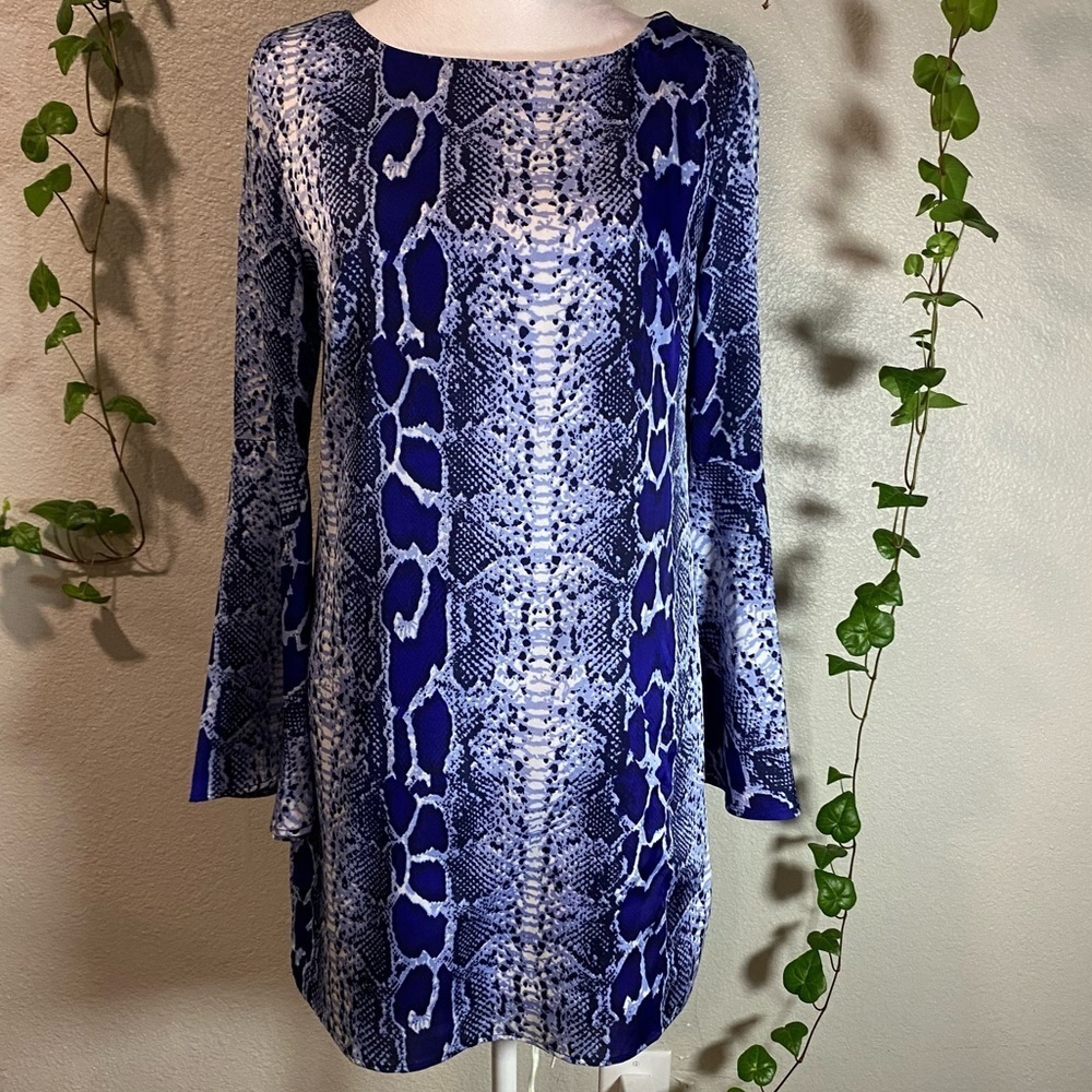 Mahina Blue Snake Print‎ Dress,Women’s long Sleeve Dress, size Small